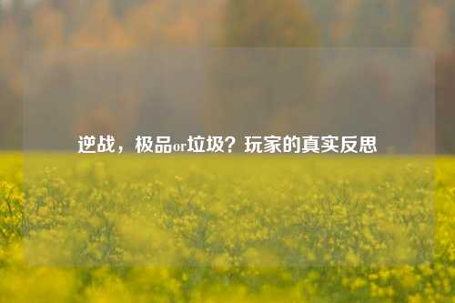 逆战,极品or垃圾?玩家的真实反思