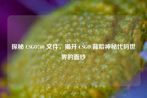 探秘 CSGO760 文件，揭开 CSGO 背后神秘代码世界的面纱