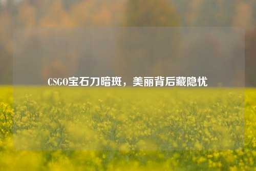 CSGO宝石刀暗斑,美丽背后藏隐忧