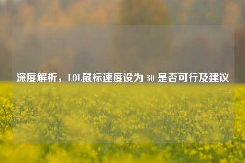 深度解析，LOL鼠标速度设为 30 是否可行及建议