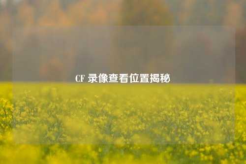 CF 录像查看位置揭秘