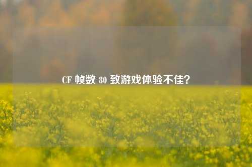 CF 帧数 80 致游戏体验不佳？