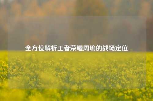 全方位解析王者荣耀周瑜的战场定位