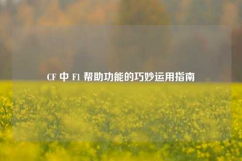 CF 中 F1 帮助功能的巧妙运用指南