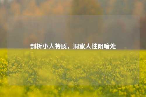剖析小人特质，洞察人性阴暗处