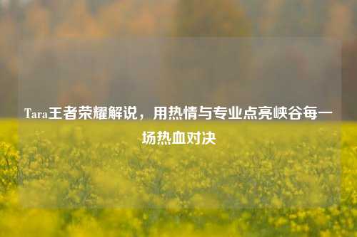 Tara王者荣耀解说，用热情与专业点亮峡谷每一场热血对决