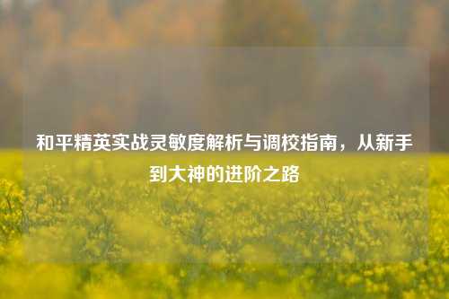 和平精英实战灵敏度解析与调校指南，从新手到大神的进阶之路