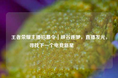 王者荣耀主播招募令｜峡谷逐梦，直播发光，寻找下一个电竞新星🌟