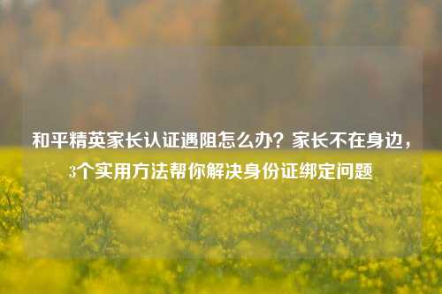 和平精英家长认证遇阻怎么办？家长不在身边，3个实用 *** 帮你解决身份证绑定问题