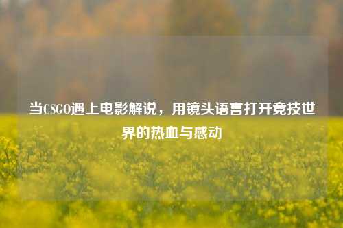 当CSGO遇上电影解说，用镜头语言打开竞技世界的热血与感动