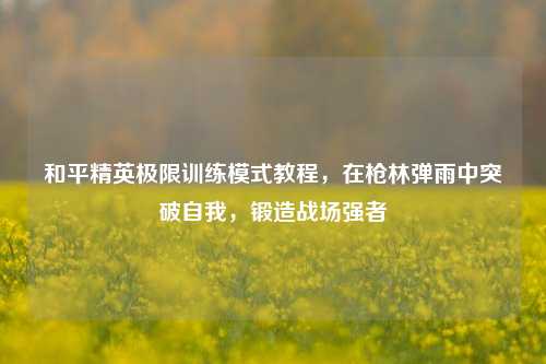和平精英极限训练模式教程，在枪林弹雨中突破自我，锻造战场强者