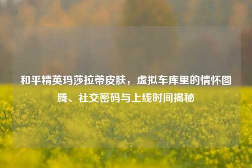 和平精英玛莎拉蒂皮肤，虚拟车库里的情怀图腾、社交密码与上线时间揭秘
