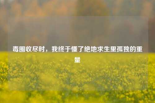 毒圈收尽时，我终于懂了绝地求生里孤独的重量