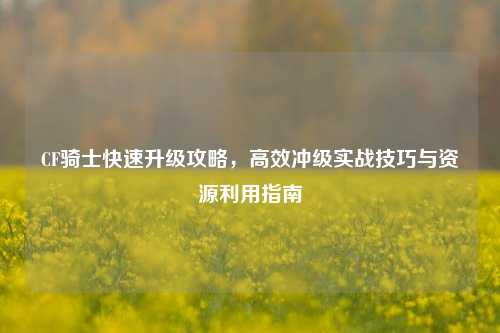CF骑士快速升级攻略,高效冲级实战技巧与资源利用指南