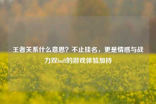王者关系什么意思？不止挂名，更是情感与战力双buff的游戏体验加持