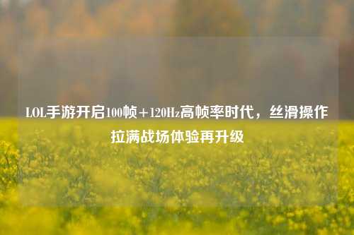 LOL手游开启100帧+120Hz高帧率时代，丝滑操作拉满战场体验再升级