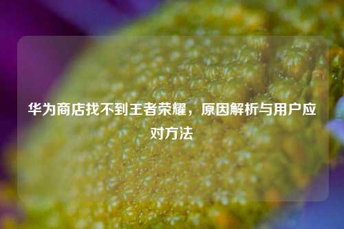 华为商店找不到王者荣耀，原因解析与用户应对 *** 