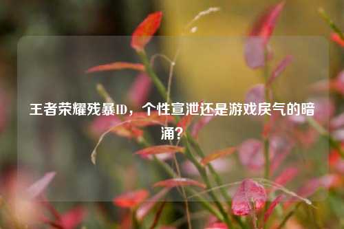 王者荣耀残暴ID，个性宣泄还是游戏戾气的暗涌？