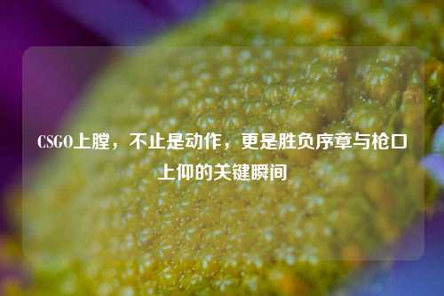 CSGO上膛，不止是动作，更是胜负序章与枪口上仰的关键瞬间