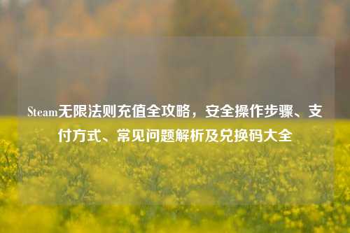 Steam无限法则充值全攻略，安全操作步骤、支付方式、常见问题解析及兑换码大全