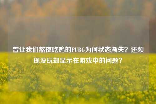 曾让我们熬夜吃鸡的PUBG为何状态渐失？还频现没玩却显示在游戏中的问题？