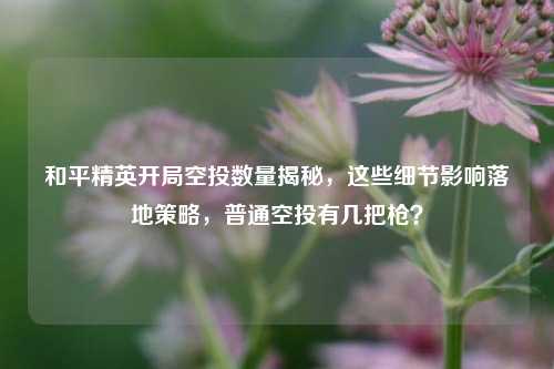 和平精英开局空投数量揭秘，这些细节影响落地策略，普通空投有几把枪？
