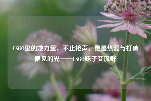 CSGO里的她力量，不止枪声，更是热爱与打破偏见的光——CSGO妹子交流群
