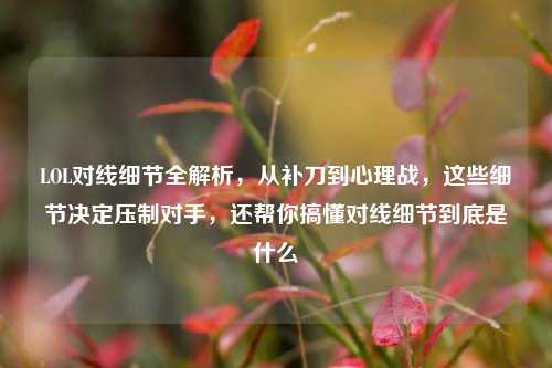 LOL对线细节全解析，从补刀到心理战，这些细节决定压制对手，还帮你搞懂对线细节到底是什么