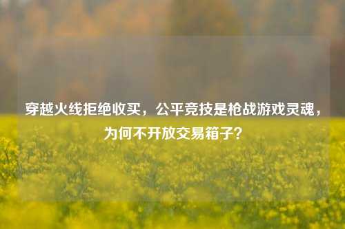 穿越火线拒绝收买，公平竞技是枪战游戏灵魂，为何不开放交易箱子？