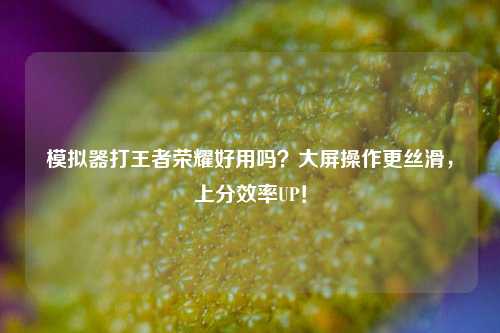 模拟器打王者荣耀好用吗？大屏操作更丝滑，上分效率UP！