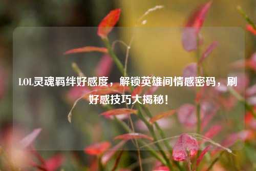 LOL灵魂羁绊好感度，解锁英雄间情感密码，刷好感技巧大揭秘！