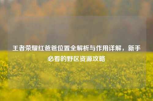 王者荣耀红爸爸位置全解析与作用详解，新手必看的野区资源攻略