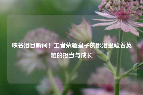 峡谷泪目瞬间！王者荣耀皇子的眼泪里藏着英雄的担当与成长