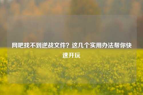 网吧找不到逆战文件？这几个实用办法帮你快速开玩