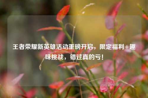 王者荣耀新英雄活动重磅开启，限定福利+趣味挑战，错过真的亏！