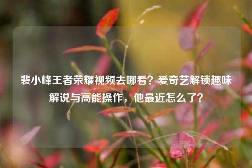 裴小峰王者荣耀视频去哪看？爱奇艺解锁趣味解说与高能操作，他最近怎么了？