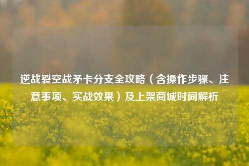 逆战裂空战矛卡分支全攻略（含操作步骤、注意事项、实战效果）及上架商城时间解析