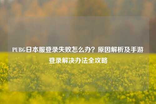 PUBG日本服登录失败怎么办？原因解析及手游登录解决办法全攻略