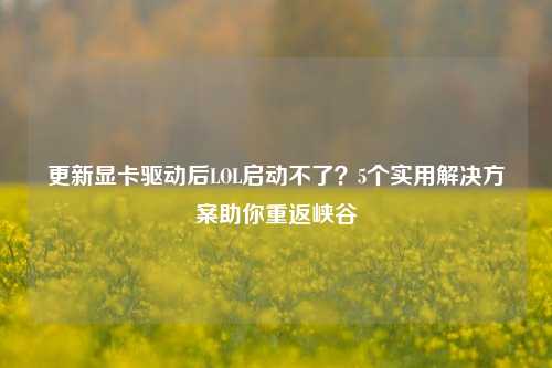 更新显卡驱动后LOL启动不了？5个实用解决方案助你重返峡谷