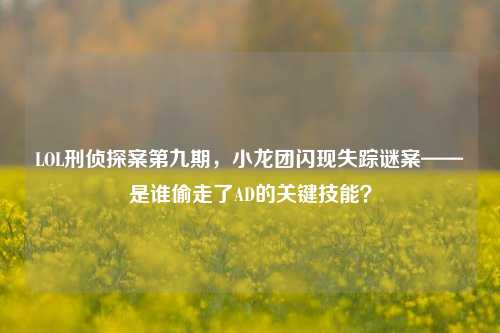 LOL刑侦探案第九期，小龙团闪现失踪谜案——是谁偷走了AD的关键技能？