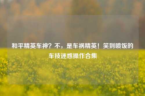 和平精英车神？不，是车祸精英！笑到喷饭的车技迷惑操作合集