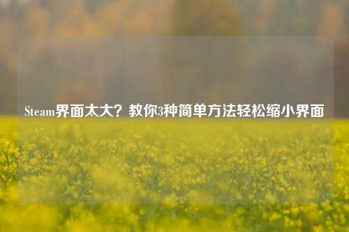 Steam界面太大?教你3种简单 *** 轻松缩小界面