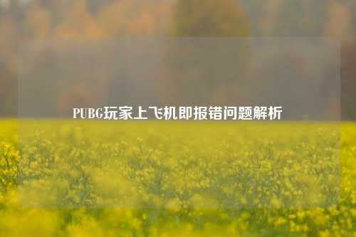 PUBG玩家上飞机即报错问题解析