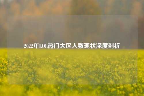 2022年LOL热门大区人数现状深度剖析