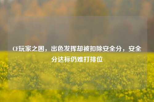 CF玩家之困，出色发挥却被扣除安全分，安全分达标仍难打排位