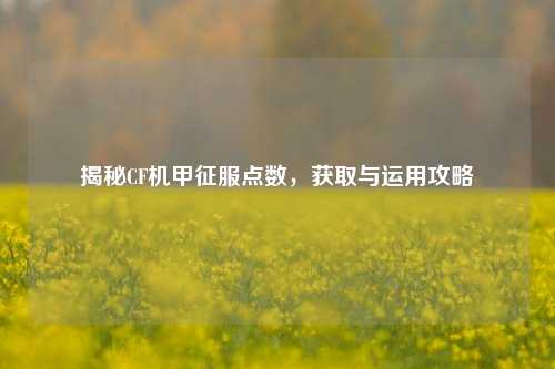 揭秘CF机甲征服点数,获取与运用攻略