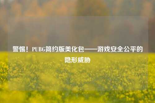 警惕！PUBG简约版美化包——游戏安全公平的隐形威胁