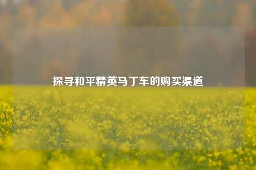 探寻和平精英马丁车的购买渠道