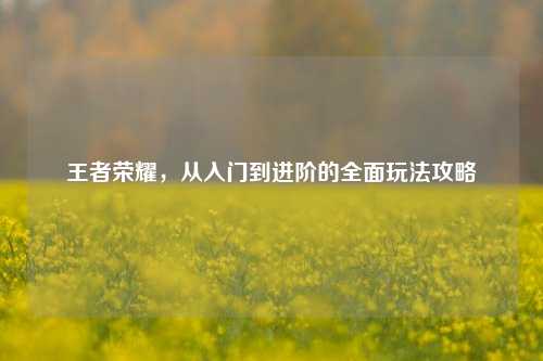 王者荣耀,从入门到进阶的全面玩法攻略