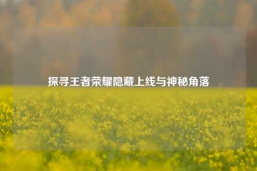 探寻王者荣耀隐藏上线与神秘角落